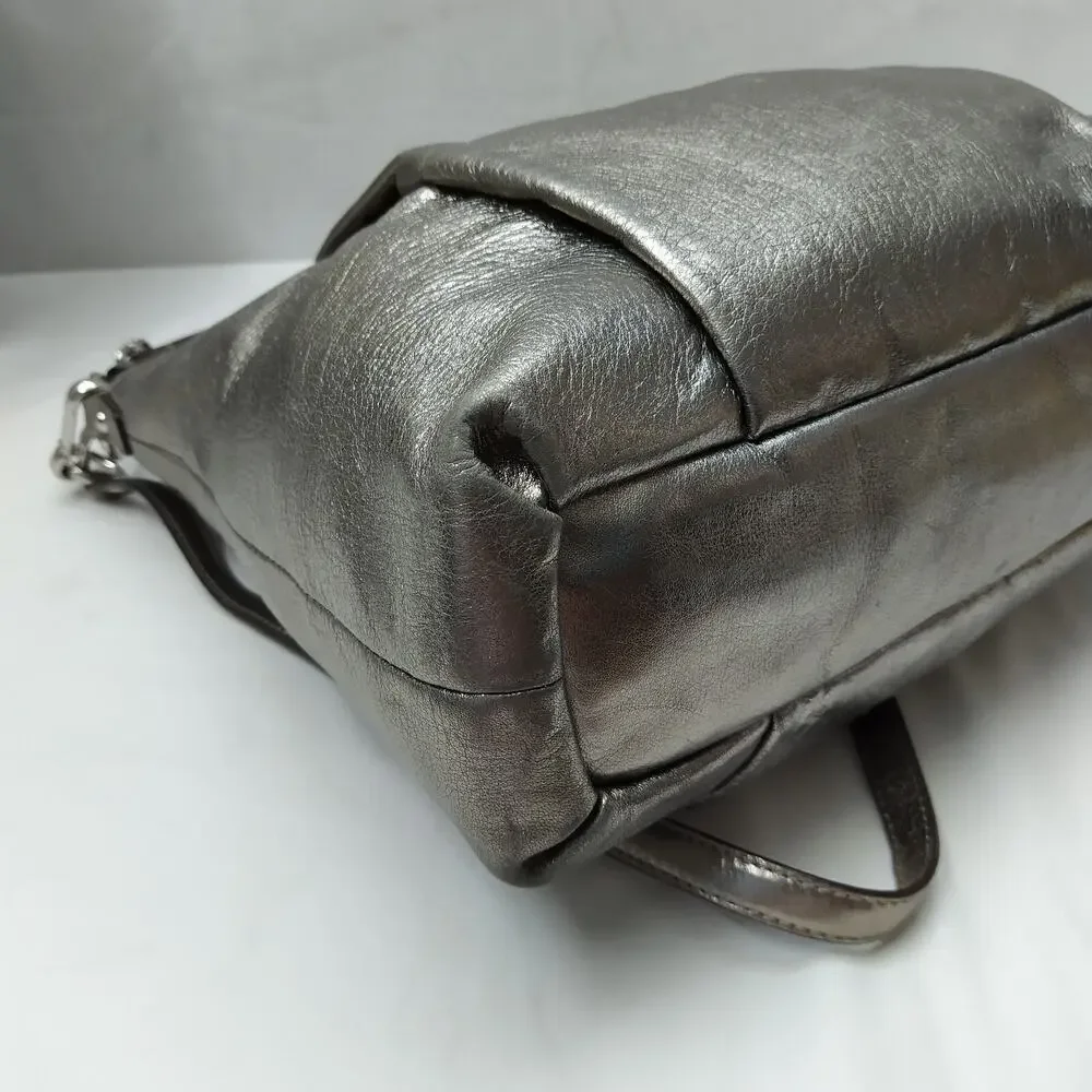 Coach Madison Metallic Gold Leather Zipper Hobo Shoulder Bag